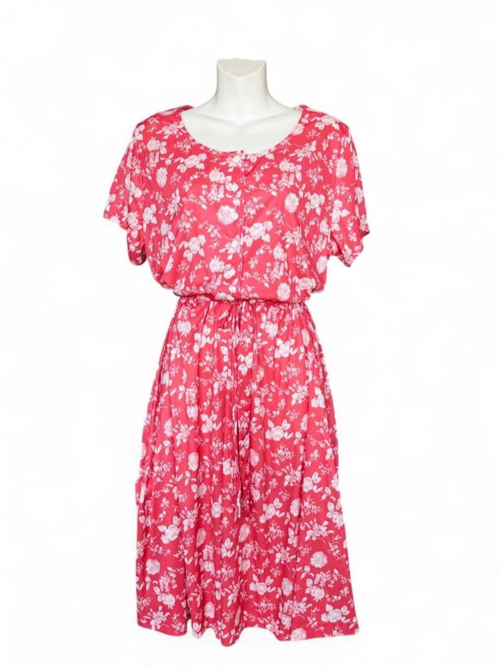 Vintage Red & White Floral Dress